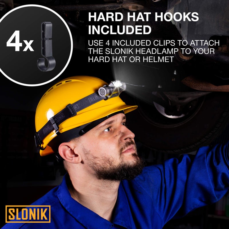 SLONIK Rechargeable Headlamp for Adults - 1000 Lumens Super Bright 60 ft Beam LED Flashlight - Lightweight, Heavy-Duty, IPX4 Waterproof Hard Hat Light - Camping Gear, Running Headlight, Gray - Image 4